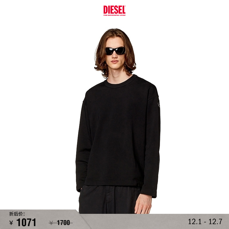 DieselOVALD黑色圆领卫衣