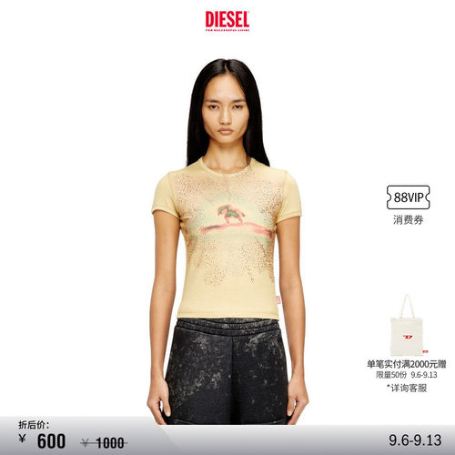 [折扣]DIESEL女士小印花圆领短袖T恤A218260PLBQ