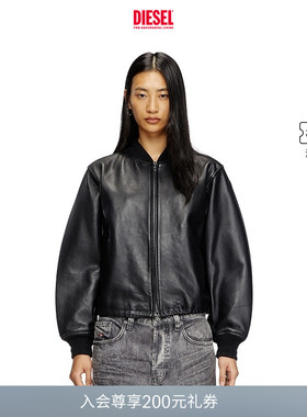 DIESEL女士黑色皮衣机车夹克外套A168010PFAH
