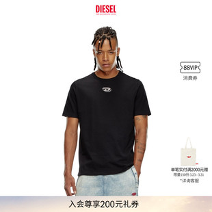 D黑色白色简约圆领短袖 OVAL DIESEL男女同款 T恤A178800CLBR 经典