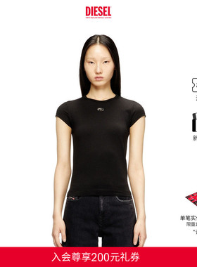 [经典]DIESEL女士OVAL D镂空黑色白色短袖T恤A199120AFAA