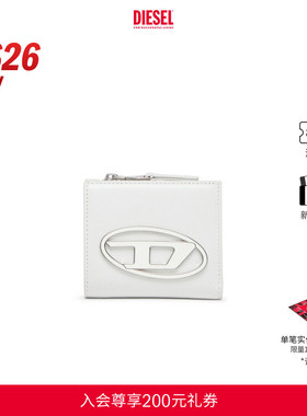 [新款]DIESEL女士26早春白色简约OVAL D拉链短款钱包X10387PR818