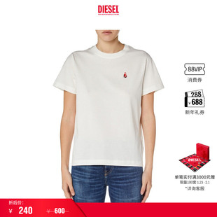 [折扣]DIESEL女士黑色白色简约休闲圆领短袖T恤A153670GRAI