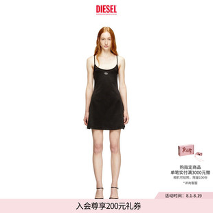 DIESEL女士OVAL D黑色吊带连衣裙短裙A199180AHQH