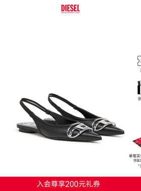 DIESEL女士25秋冬OVAL D平跟黑色穆勒鞋凉鞋Y03657PR818