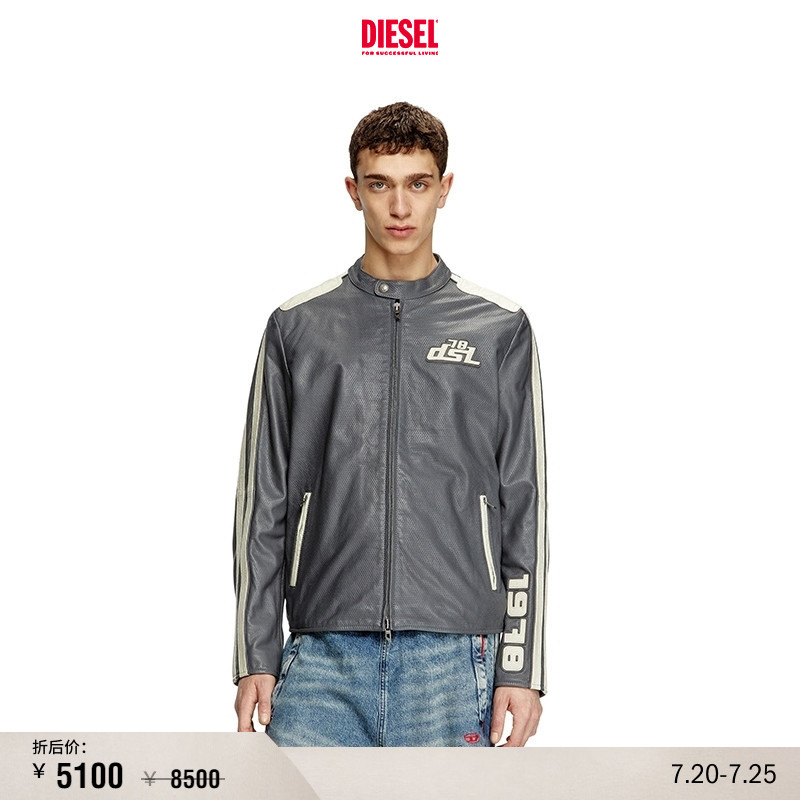 [折扣]DIESEL男女同款赛车系列机车皮衣外套A166810AKBA