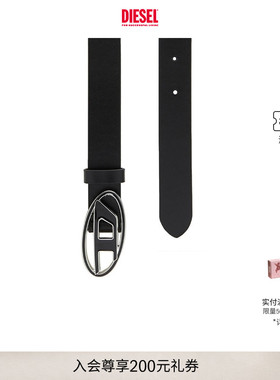 [经典]DIESEL女士OVAL D LOGO黑色皮带腰带X09716P1245