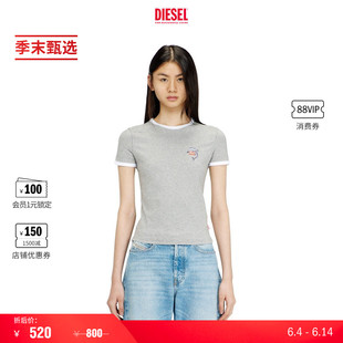 [季末甄选]DIESEL女士灰色海豚粉色小猪印花短袖T恤