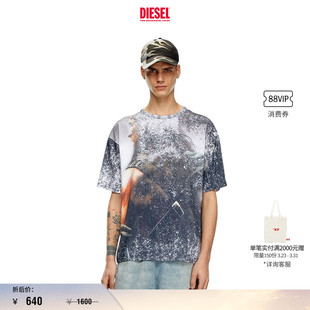 中性黑白斑点圆领短袖 DIESEL男女同款 T恤A150630LIBM 折扣