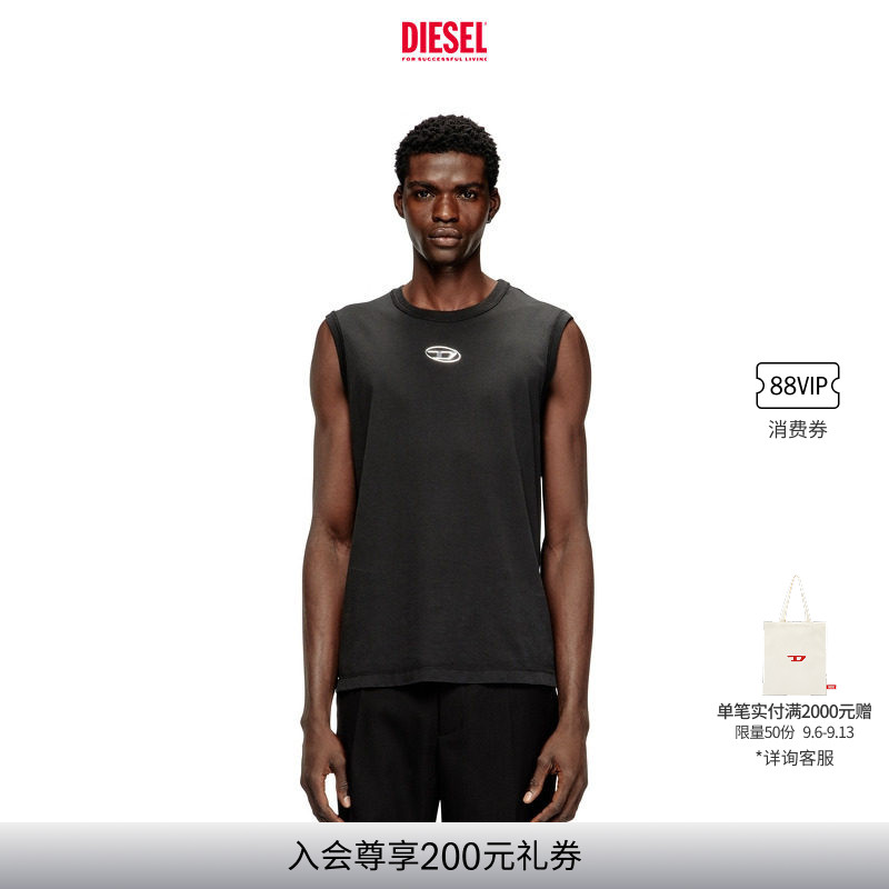 DIESEL男士OVAL D黑色白色背心A217430JMBB图片