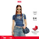 DIESEL女士蓝色多巴胺穿搭印花修身 折扣 T恤A142310WFBM