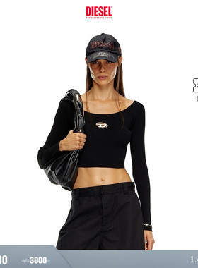 [折扣]DIESEL女士OVAL D黑色短款修身长袖针织衫A141890DLAX