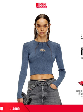 [折扣]DIESEL女士OVAL D蓝色修身长袖针织衫A148100ANAH