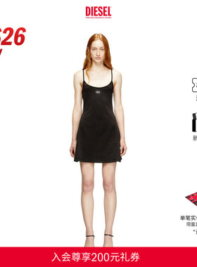 [新款]DIESEL女士26早春OVAL D黑色吊带连衣裙短裙A199180AHQH