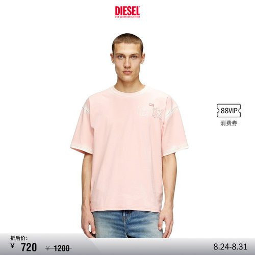 [折扣]DIESEL男女同款中性圆领印花短袖T恤A195700PLBS