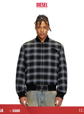 [折扣]DIESEL男士OVAL D格纹飞行员棉服夹克外套A162170ABCD