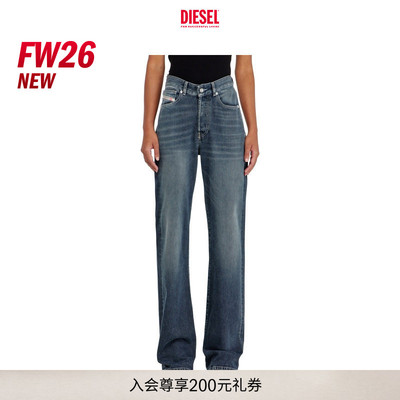 [新款]DIESEL女士26早秋D-SENT高腰合身直筒牛仔裤A19871007EI