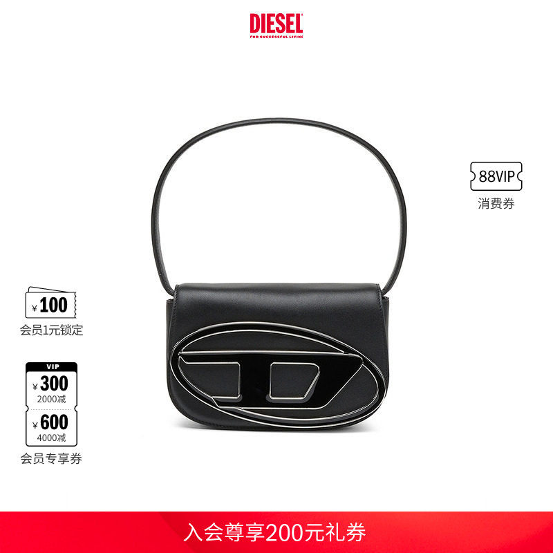 [经典]DIESEL女士1DR中号黑色斜挎包叮当包X08396PR818
