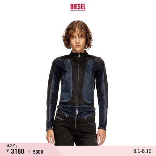 DIESEL女士25早秋拼色机车夹克
