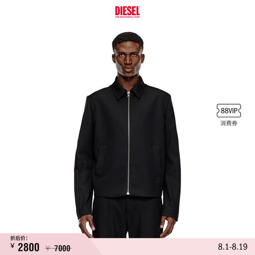 [折扣]DIESEL男士黑色拉链巴恩工装风格夹克外套A143980CBCL