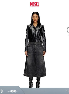 [折扣]DIESEL女士黑色长款拼接大衣外套A140100LIBI