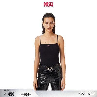 [折扣]DIESEL女士黑色OVAL D细肩带吊带背心A051070JEAI