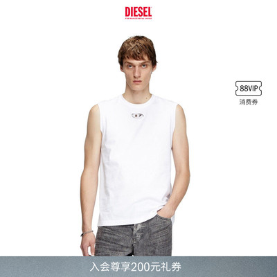 DIESEL男士OVAL D黑色白色简约休闲运动背心上衣A153720CLBR