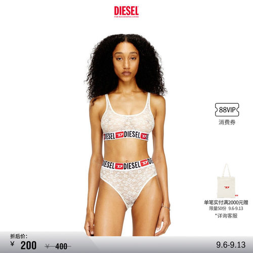 [折扣]DIESEL女士SUPER LOGO蕾丝三角内裤A187460CJBR