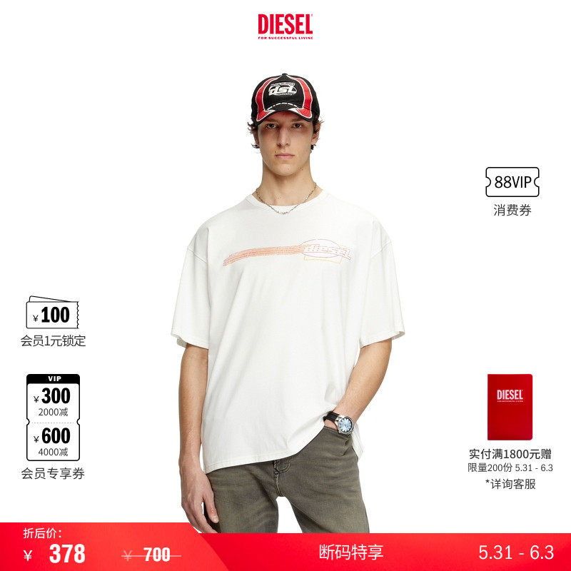 [折扣]DIESEL男女同款赛车系列通勤穿搭短袖T恤A166490QIAM