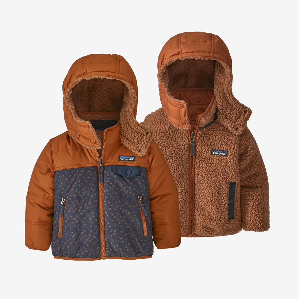 现货 日本购回patagonia 儿童baby两面穿连帽外套夹克棉服61160