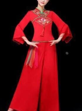 广场舞服装女扇子舞演出服中老年跳舞衣服2025新款秧歌舞蹈二件套