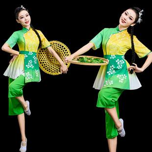 秧歌舞蹈演出服村姑采茶舞斗笠舞农民插秧舞丰收节表演服快板说唱
