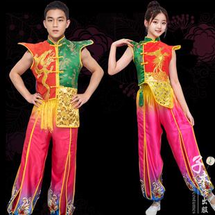 打鼓演出服装女打大鼓威风锣鼓队表演服套装男龙凤刺绣秧歌舞蹈服