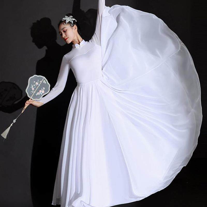 古典舞演出服女飘逸中国风现代舞蹈服装大摆裙艺考练功表演长裙子