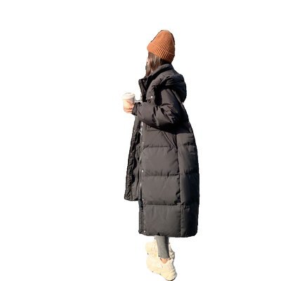 鹅绒时尚加厚羽绒服女中长款连帽
