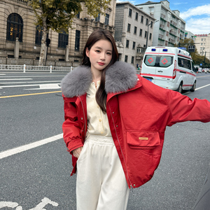 狐狸毛大毛领派克服女短款小个子2023年冬季新款今年流行皮草外套
