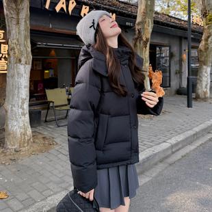 高端95白鸭绒羽绒服女2025新款加厚小个子连帽百搭保暖时尚外套冬