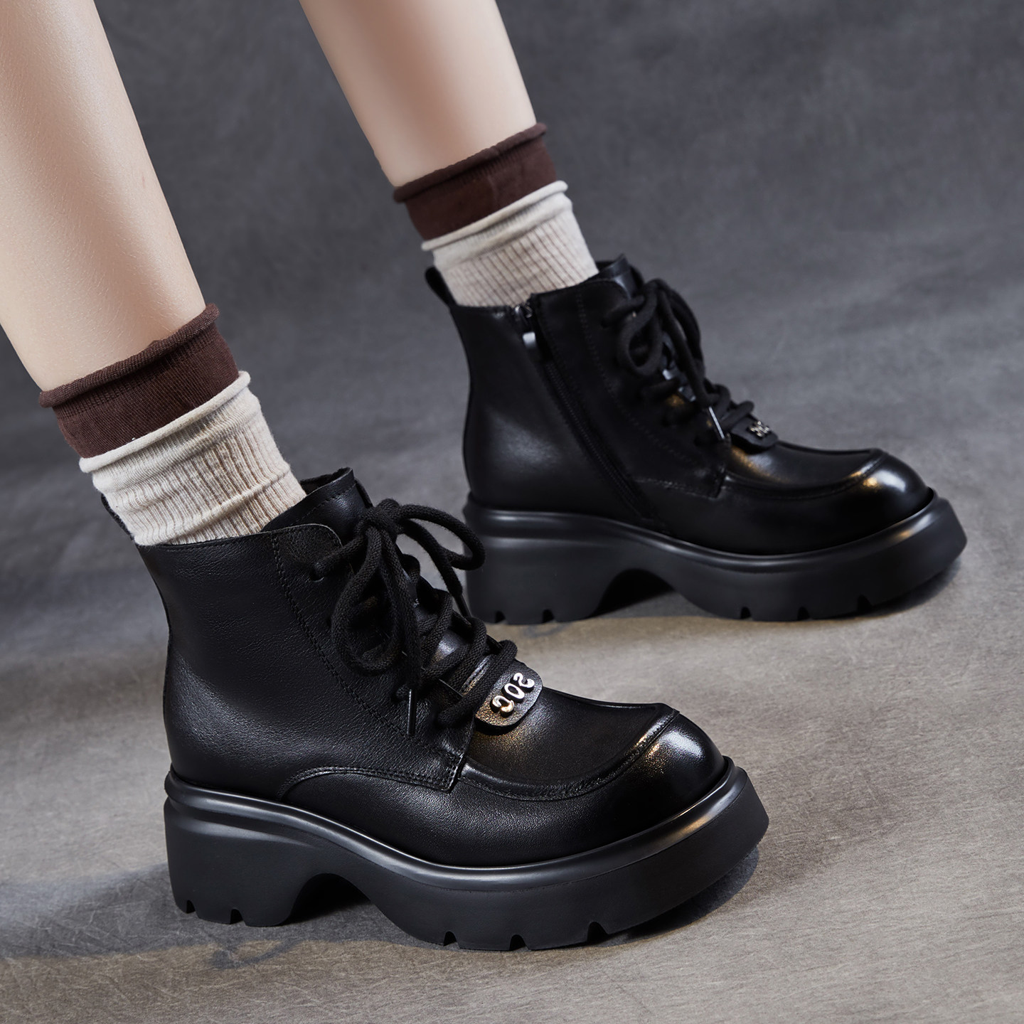 牛皮新款厚底真皮马丁靴女款软底2025秋季女士复古休闲短靴皮靴子,女鞋,马丁靴,淘宝优惠券,粉丝福利购,淘宝优惠卷