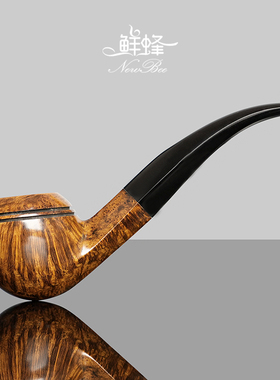 NewBee鲜蜂石楠木烟斗手工实木牛头犬烟斗弯柄双腰线老式男士过滤