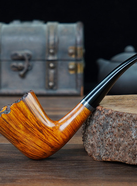 石楠木烟斗都柏林式经典弯柄烟斗手工实木老式传统男士过滤专用具