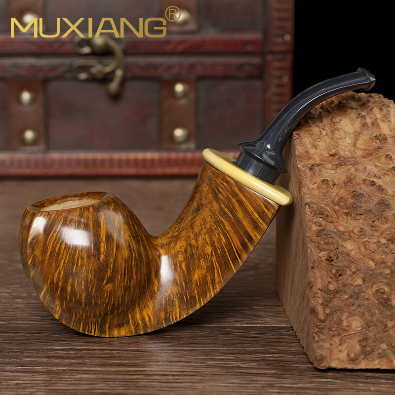 石楠木烟斗男士手工实木宽背河豚空腔斗传统老式过滤专用烟具配件