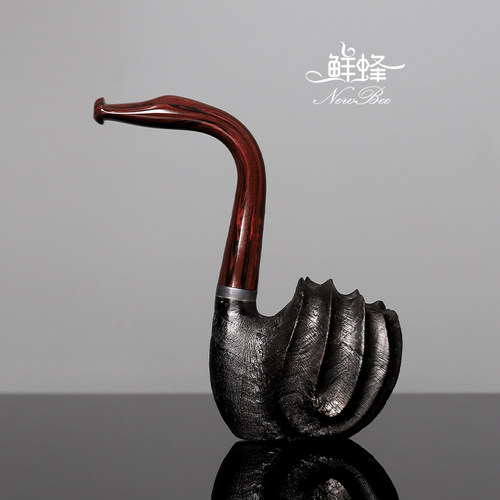 NewBee鲜蜂石楠木烟斗男士手工天鹅斗弯柄实木老式传统过滤烟斗具