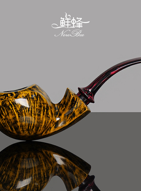 NewBee鲜蜂石楠木烟斗手工实木河豚双面鼓斗老式传统男士过滤烟具