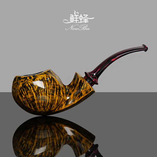 NewBee鲜蜂石楠木烟斗手工实木河豚双面鼓斗老式传统男士过滤烟具