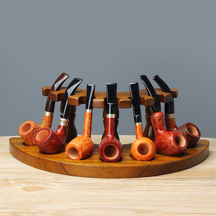 NewBee实木烟斗架立式扇形黑胡桃7位斗座男士收藏展示支架子配件