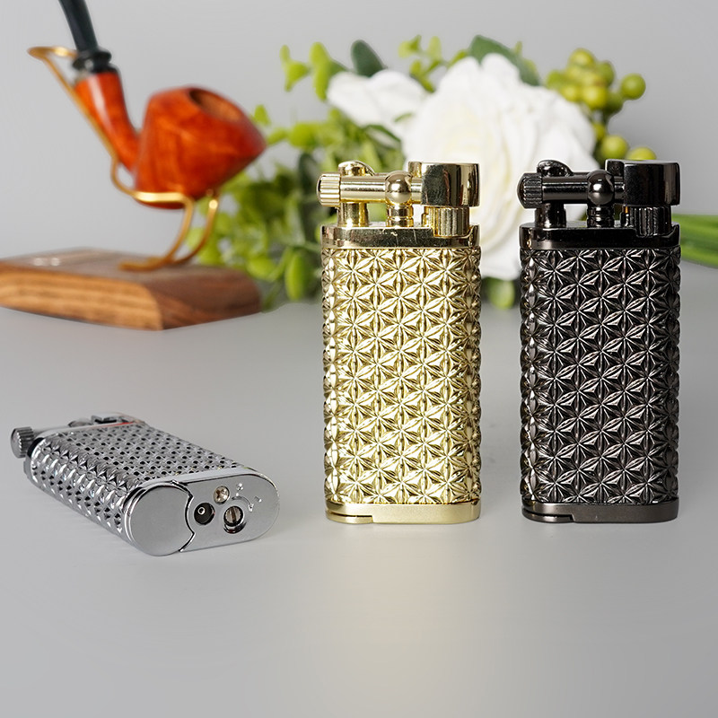 烟斗专用打火机充气明斜火防烫手创意潮个性金属气体男士压棒烟具