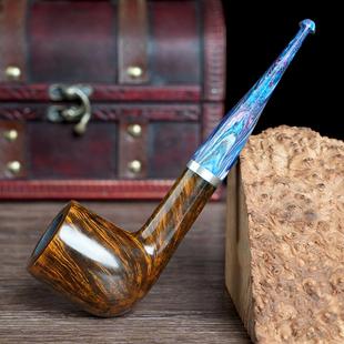 石楠木烟斗手工实木直柄撞球斗老式传统过滤彩胶嘴专用男士烟斗具