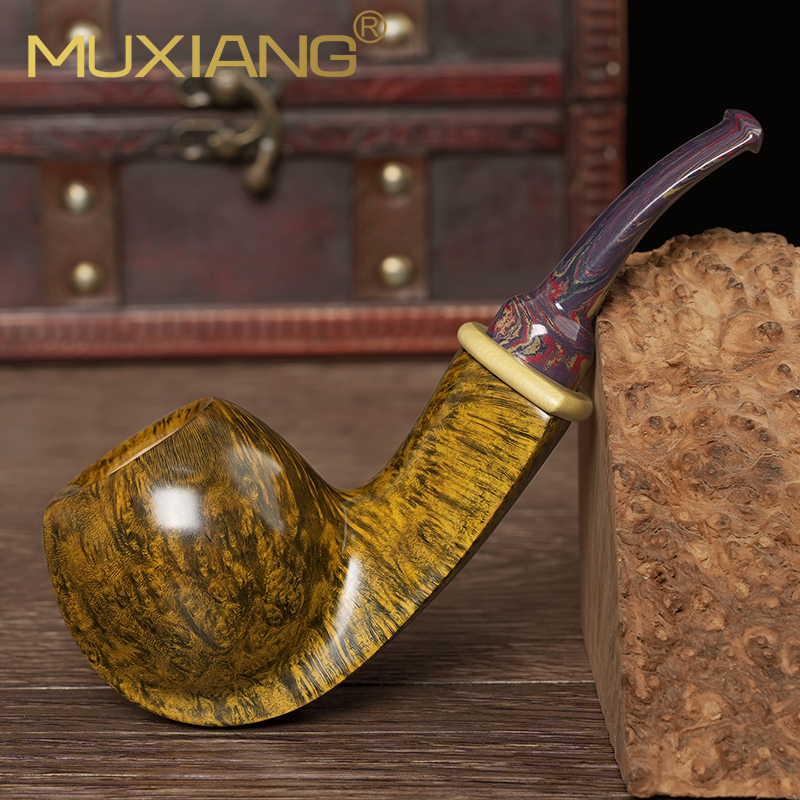 石楠木烟斗自由式手工实木宽背河豚烟斗传统老式过滤男士专用烟具