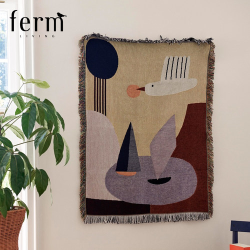 fermLIVING小鸟挂毯棉毯北欧