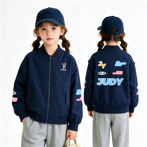 迪士尼中大童装女童夹克衫儿童休闲外套女孩卡通机车服2026春秋装